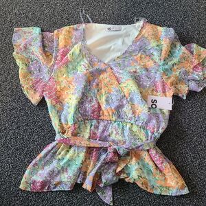 SO Floral Wrap Top with Belt